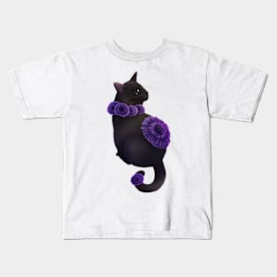 Cat with knapweed flowers Kids T-Shirt